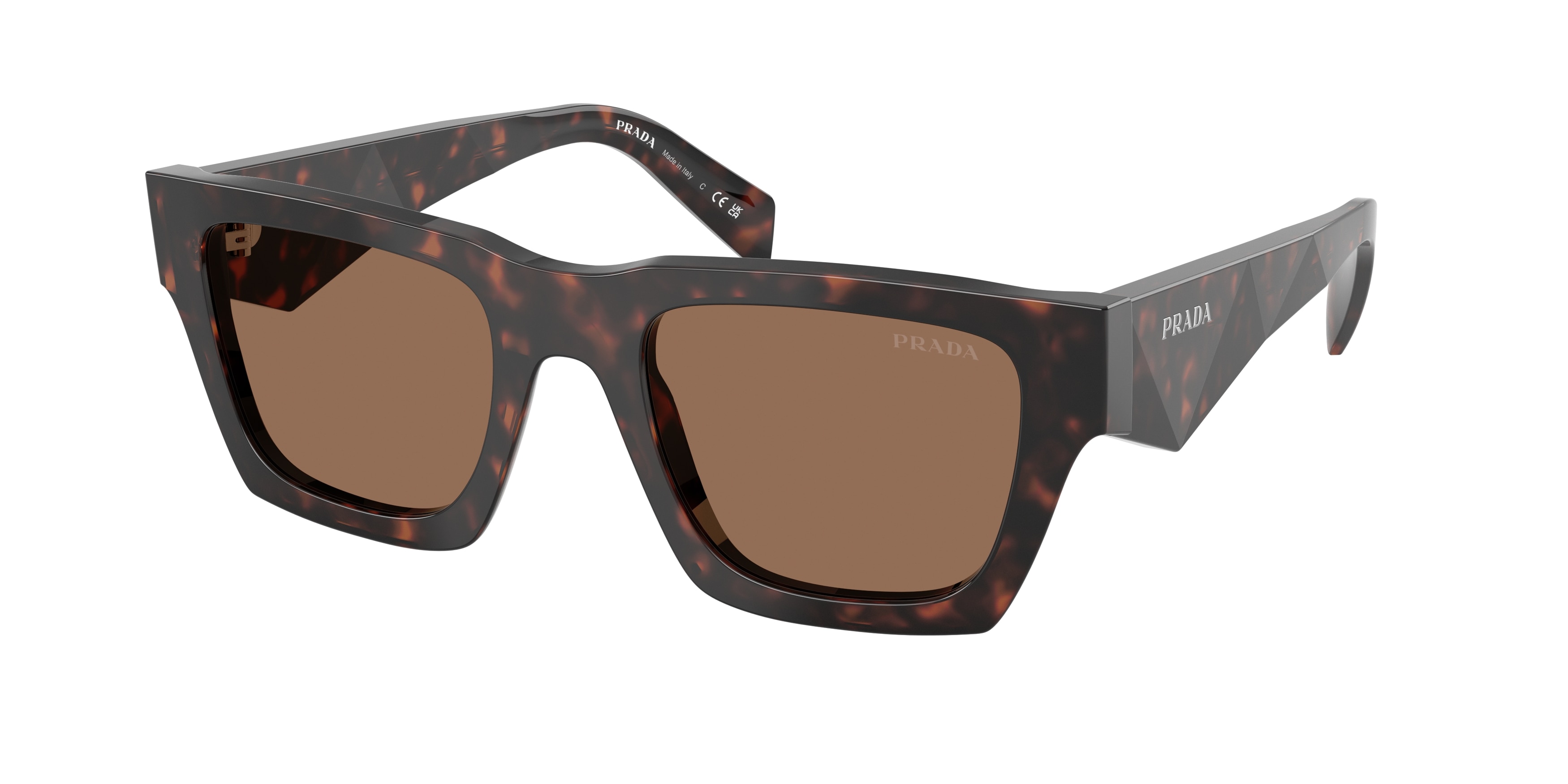 Prada Homme Pr A06S 17N06B Lunettes De Soleil AcéTate Tortue Marron Pillow Normale-image
